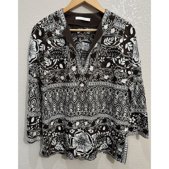 Naeem Khan Embroidered Tunic Blouse Women's Size 10 - Picture 1 of 5